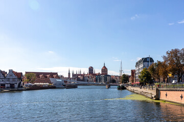 Fototapeta premium Gdansk, Old Town - historic buildings along the riverbank of Motlawa River, Poland