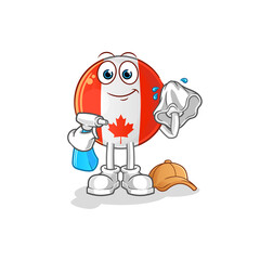 canada flag cleaner vector. cartoon character