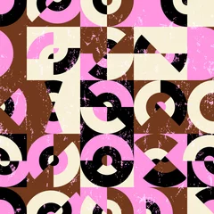Rolgordijnen seamless abstract geometric background pattern, with circles, squares, paint strokes and splashes, art deco style © Kirsten Hinte
