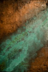 Oxidized copper background. copper oxide patina. natural texture copper material.green and blue...