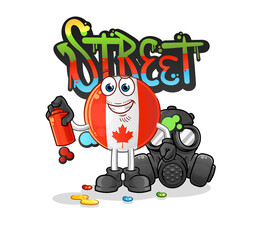 canada flag graffiti artist vector. cartoon character