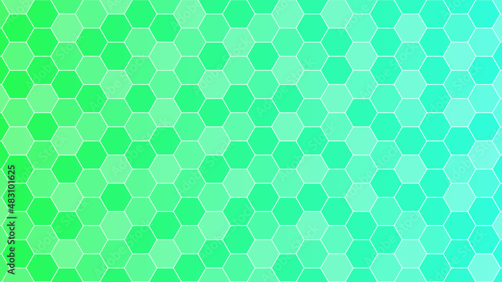 Poster hexagonal abstract gradient green background shape. vector stock illustration.