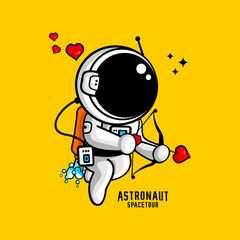 vector illustration of cartoon astronaut carrying a bow of love © SaljulQutub