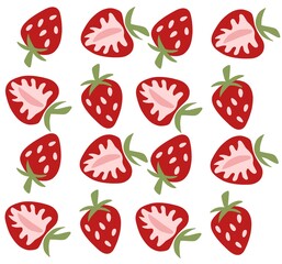 Colorful textile pattern with strawberries 