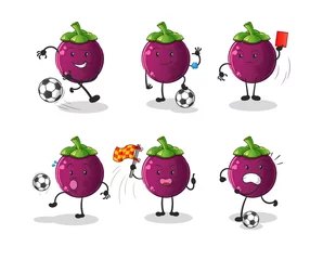 Fotobehang mangosteen football group character. cartoon mascot vector © dataimasu