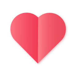 Red heart icon on white isolated background