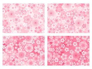 桜と和柄の背景イラストセット