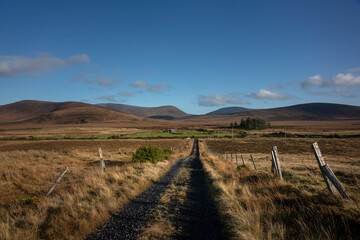 Bogroad at the edge of Ballycroy National Park with vast peatlands and the Wild Nephin Mountains on...