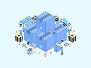 Inventory Isometric Illustration Lineal Color. Suitable for Mobile App, Website, Banner, Diagrams, Infographics, and Other Graphic Assets.