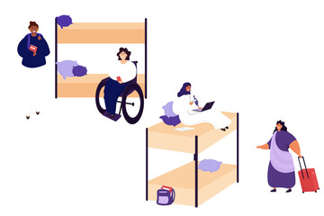 Students of different races together in a hostel