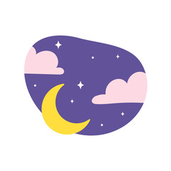 Day night icon vector. cloudy sunlight during the day and the moonlight in the starry sky