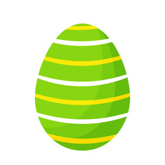 Vector illustration of a green easter egg with stripes isolated on a white background.