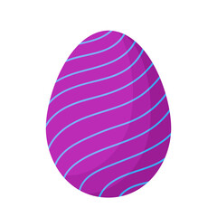 Vector illustration of an Easter purple egg with blue stripes isolated on a white background.