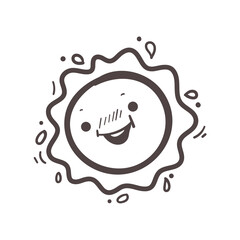 hand drawn cute cartoon character sun set summer solar radiation element