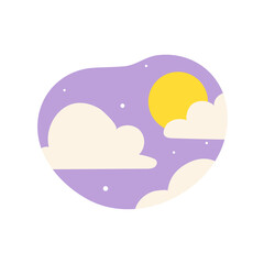 Day night icon vector. cloudy sunlight during the day and the moonlight in the starry sky