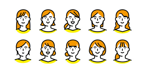 女性の顔10点セット