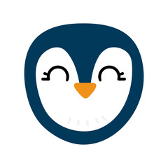 Hand drawn cute penguin head