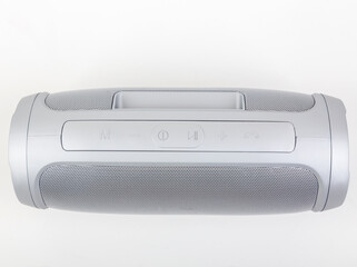 silver modern music boombox portable bluetooth speaker