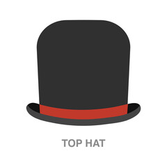 top hat illustration on transparent background