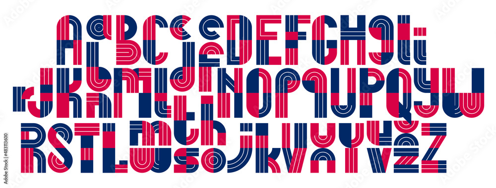 Poster abstract geometric original font vector typeset, logo creation alphabet minimal tech linear geometry