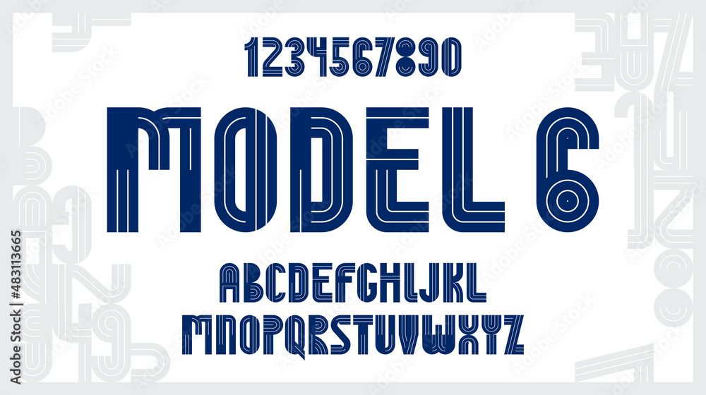 Poster abstract geometric original font vector typeset, logo creation alphabet minimal tech linear geometry
