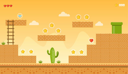 Old retro video game background. Platform arcade game design. Vector stock © Jessica