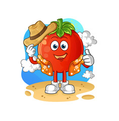 tomato go on vacation. cartoon mascot vector