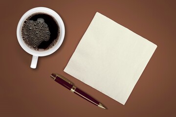 2021 year summary concept with a napkin with a cup of coffee, end of year business concept