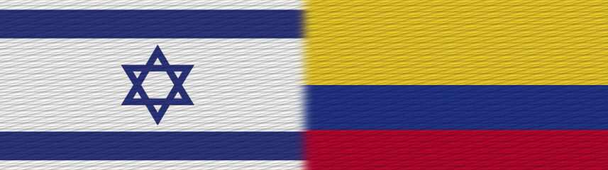 Colombia and Israel Fabric Texture Flag – 3D Illustration