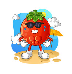 tomato sunbathing in summer. character vector