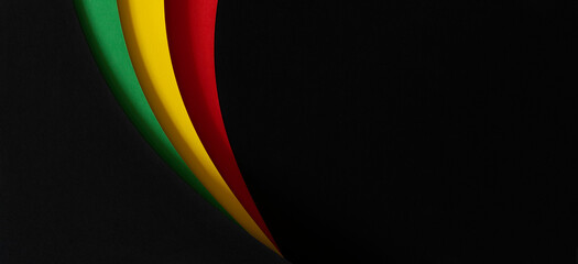 Abstract geometric black, red, yellow, green color background. Black History Month color background with copy space for text