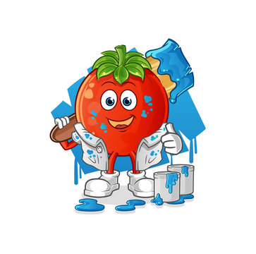 tomato painter illustration. character vector