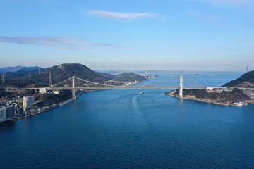 Fototapeta na wymiar 福岡県北九州市　関門海峡全景