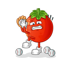 tomato baseball pitcher cartoon. cartoon mascot vector