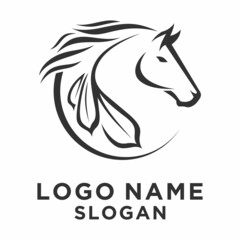 circular leaf horse vector logo