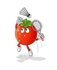 tomato smash at badminton cartoon. cartoon mascot vector