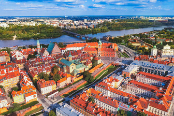 Aerial view of Warsaw old town Poland