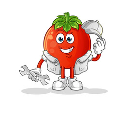 tomato mechanic cartoon. cartoon mascot vector