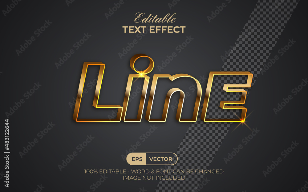 Poster line text effect gold style. editable text effect.