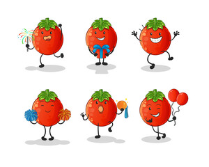 tomato celebration set character. cartoon mascot vector