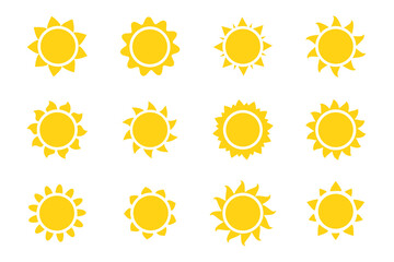 Vector cartoon yellow sun Shining light rays to heat the summer.