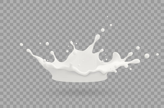 Milk jet, milky splash, vector realistic liquid white splash on isolated background. 3d illustration.