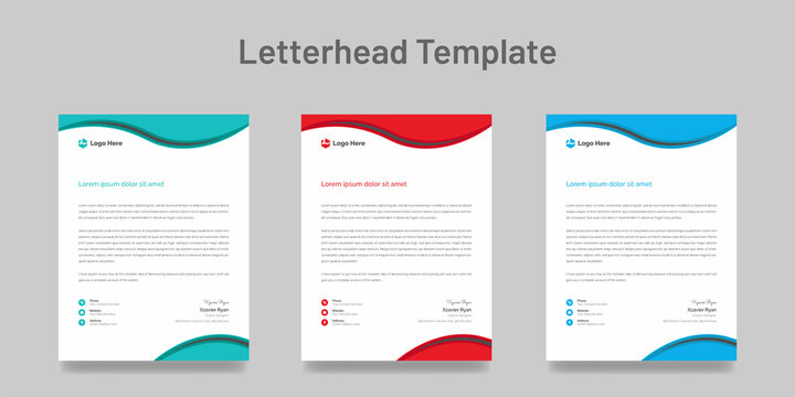 Professional modern letterhead design template with three colors. creative letterhead template design for your project vector