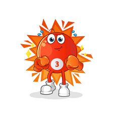 red billiard ball boxer character. cartoon mascot vector