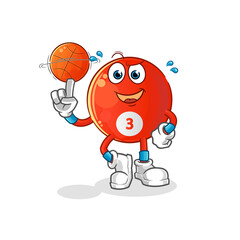 red billiard ball playing basket ball mascot. cartoon vector