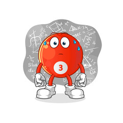 red billiard ball thinking hard vector. cartoon character