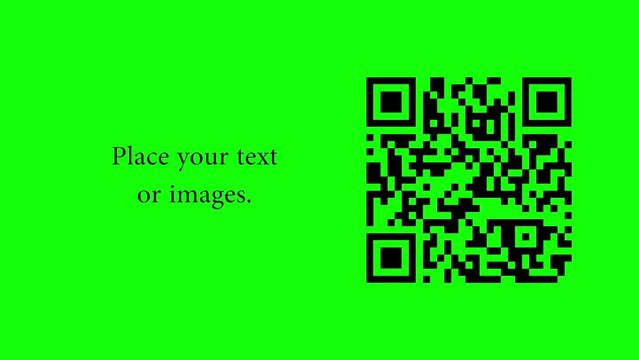 Sequence of QR codes on a green background. Green screen. The QR codes encoded examples of the multiplication table, mathematics.