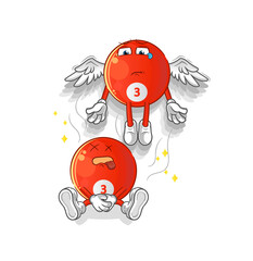 red billiard ball spirit leaves the body mascot. cartoon vector