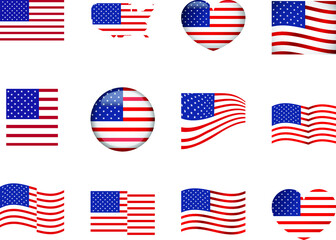 American flag. USA United States symbol. Logo Independence day