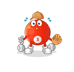 red billiard ball baseball Catcher cartoon. cartoon mascot vector